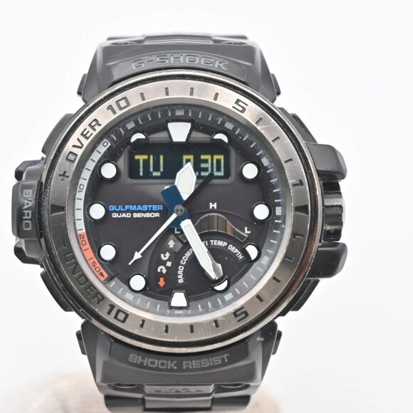 CASIO G-Shock Gulfmaster Watch Quartz 50mm Stainless Steel Black Japan - Picture 1 of 16